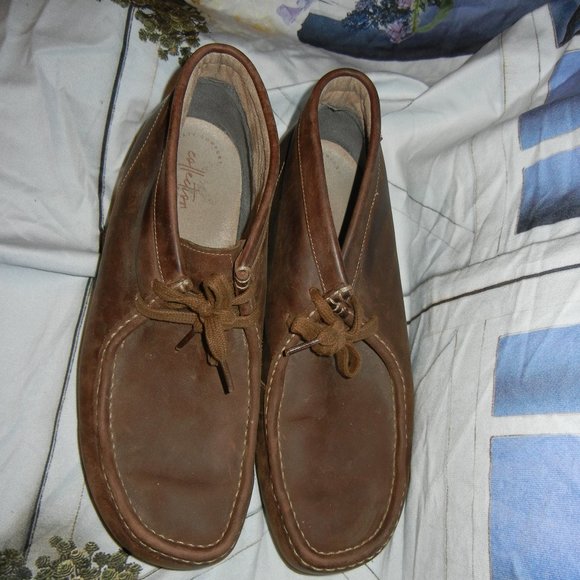 Clarks Mens Stinson Hi Brown Leather Moccasin Chukka Ankle Boots Shoes size 12 main image 5
